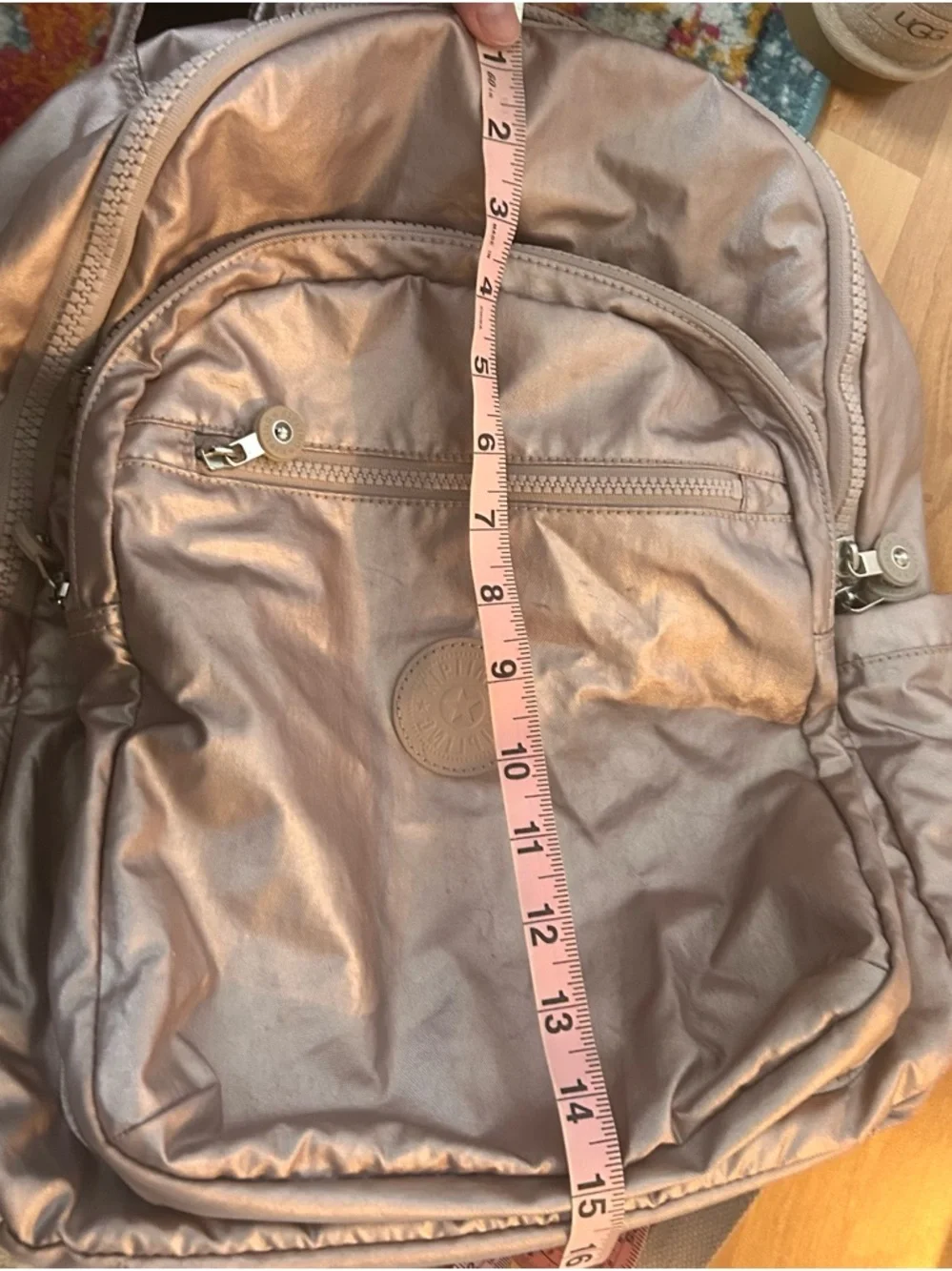 Kipling Pink Metallic Diaper Bag/Backpack- 15.5”